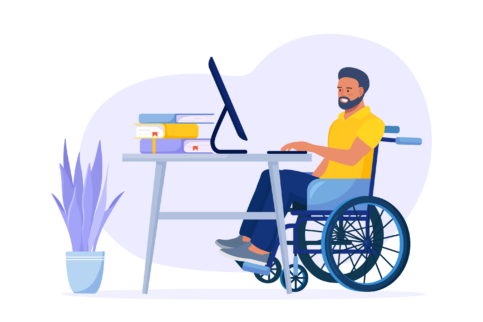 disabled man using computer